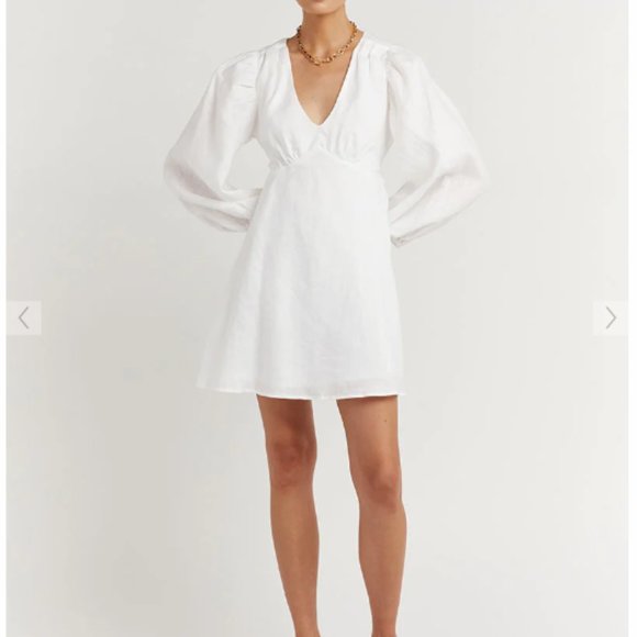 Dissh Open Back Linen Mini Dress sz 2 - Picture 2 of 6